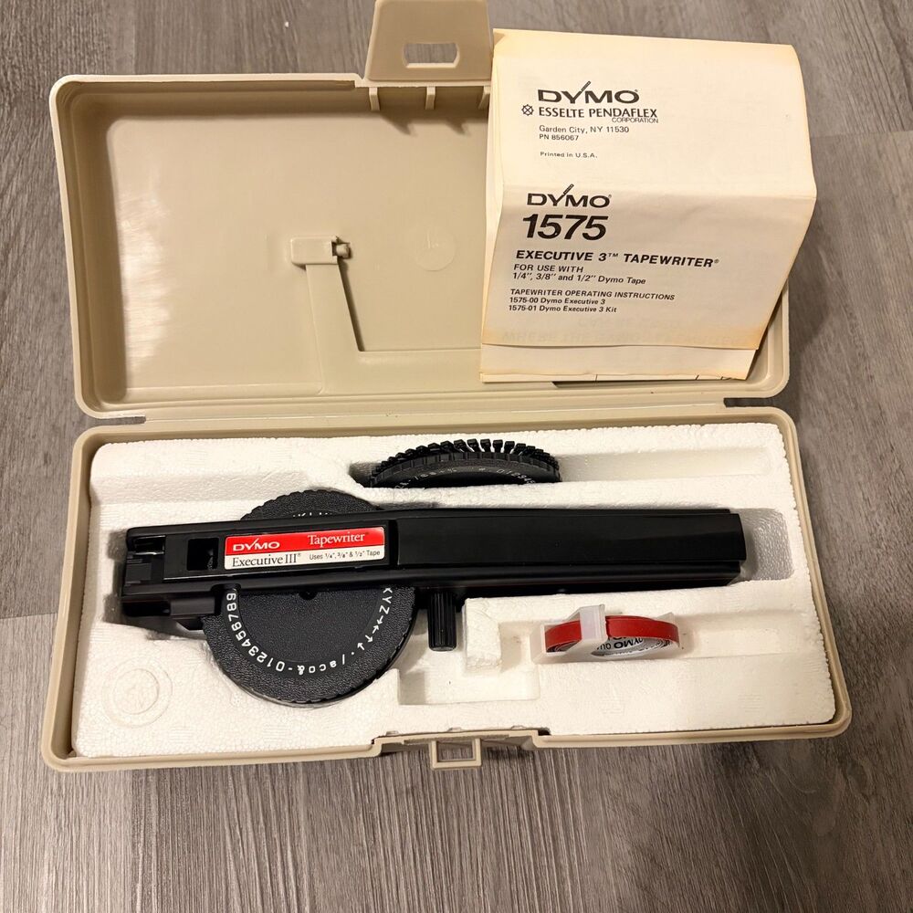 DYMO 1575 Executive 3 Vintage Tapewriter Label Maker W/ Case